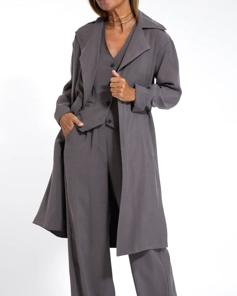 Zeagoo Casual Slim Fit Long Blazers Collar Open Front Jacket with Pockets – Dark Grey S Zeagoo Casual Slim Fit Long Blazers Collar Open Front Jacket with Pockets – Dark Grey S