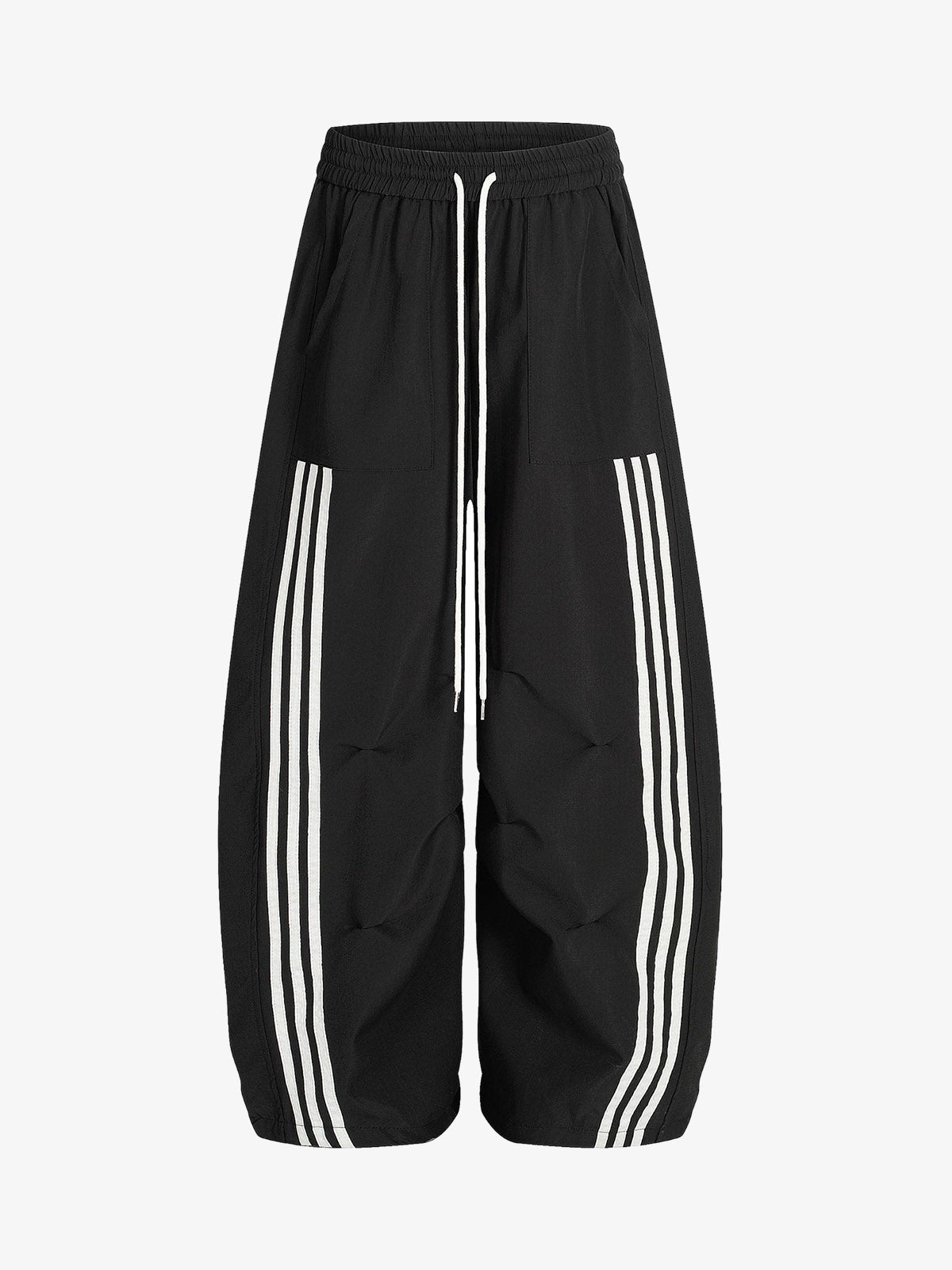 Striped Zip-Up Track Jacket and Wide-Leg Track Pants Set – Black L Sweatpant Striped Zip-Up Track Jacket and Wide-Leg Track Pants Set – Black L Sweatpant