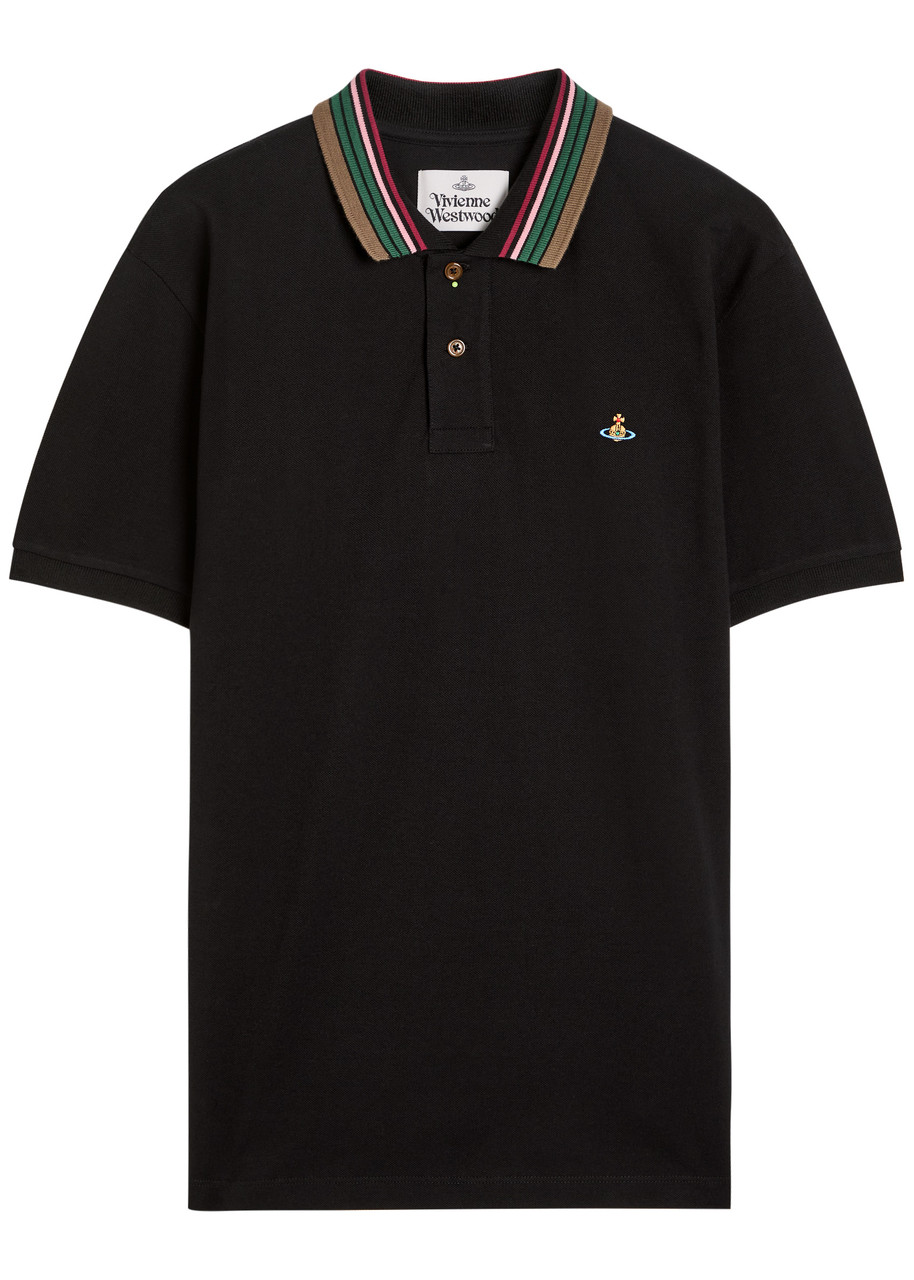 Vivienne Westwood Classic Logo Piqu Cotton Polo Shirt – Black