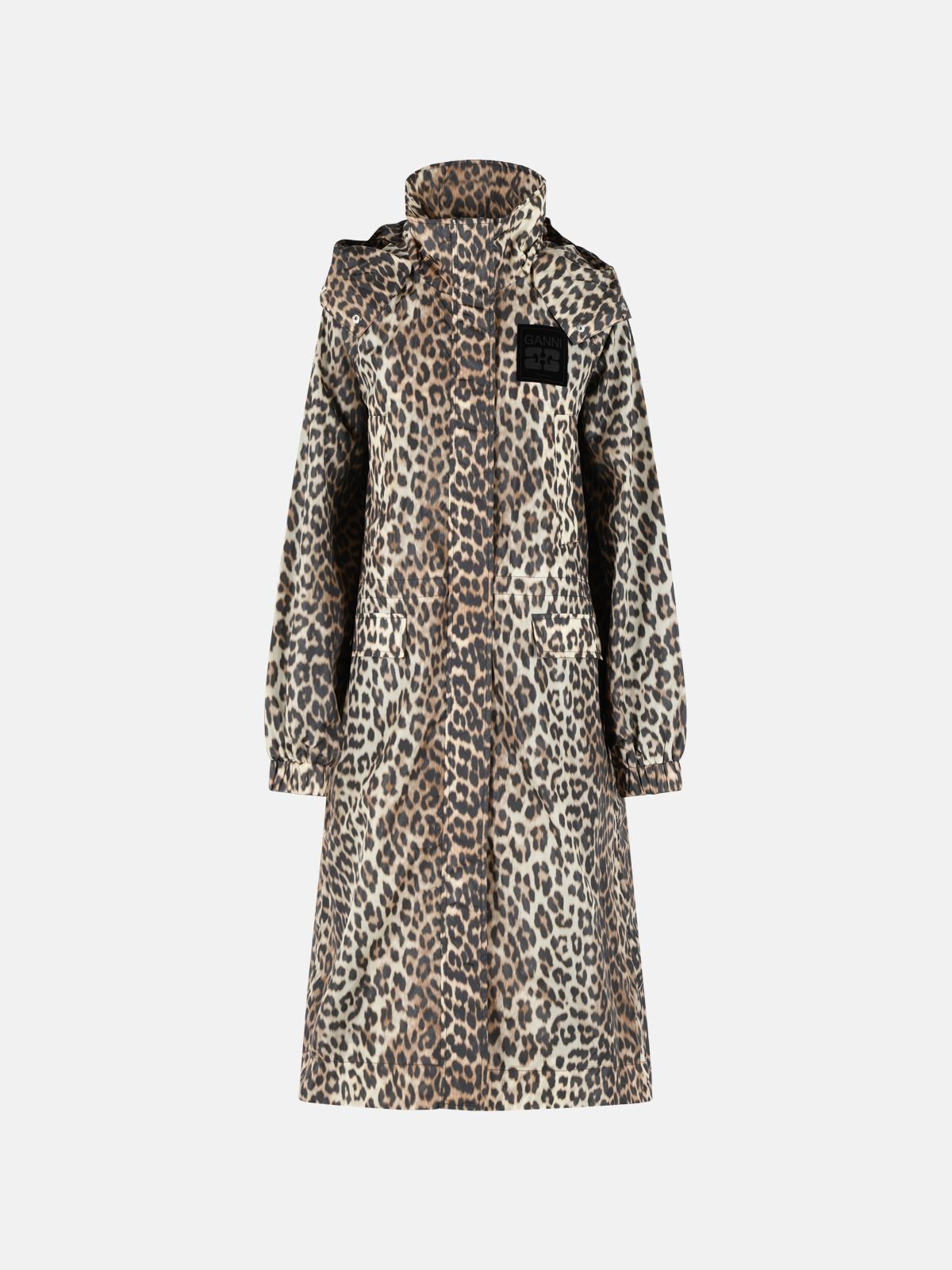 GANNI Leopard Print Polyamide Parka GANNI Leopard Print Polyamide Parka