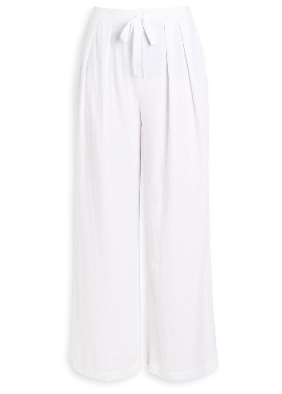 Eberjey Linen-blend Trousers – White – L L Eberjey Linen-blend Trousers – White – L L