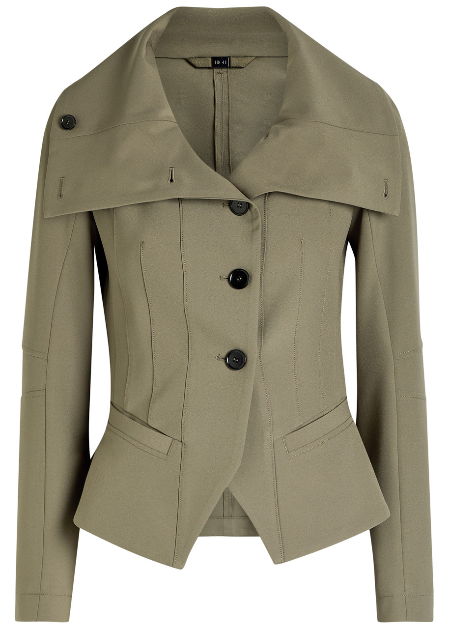 High Scrunch Panelled Crepe Jacket – Green – High Scrunch Panelled Crepe Jacket – Green –