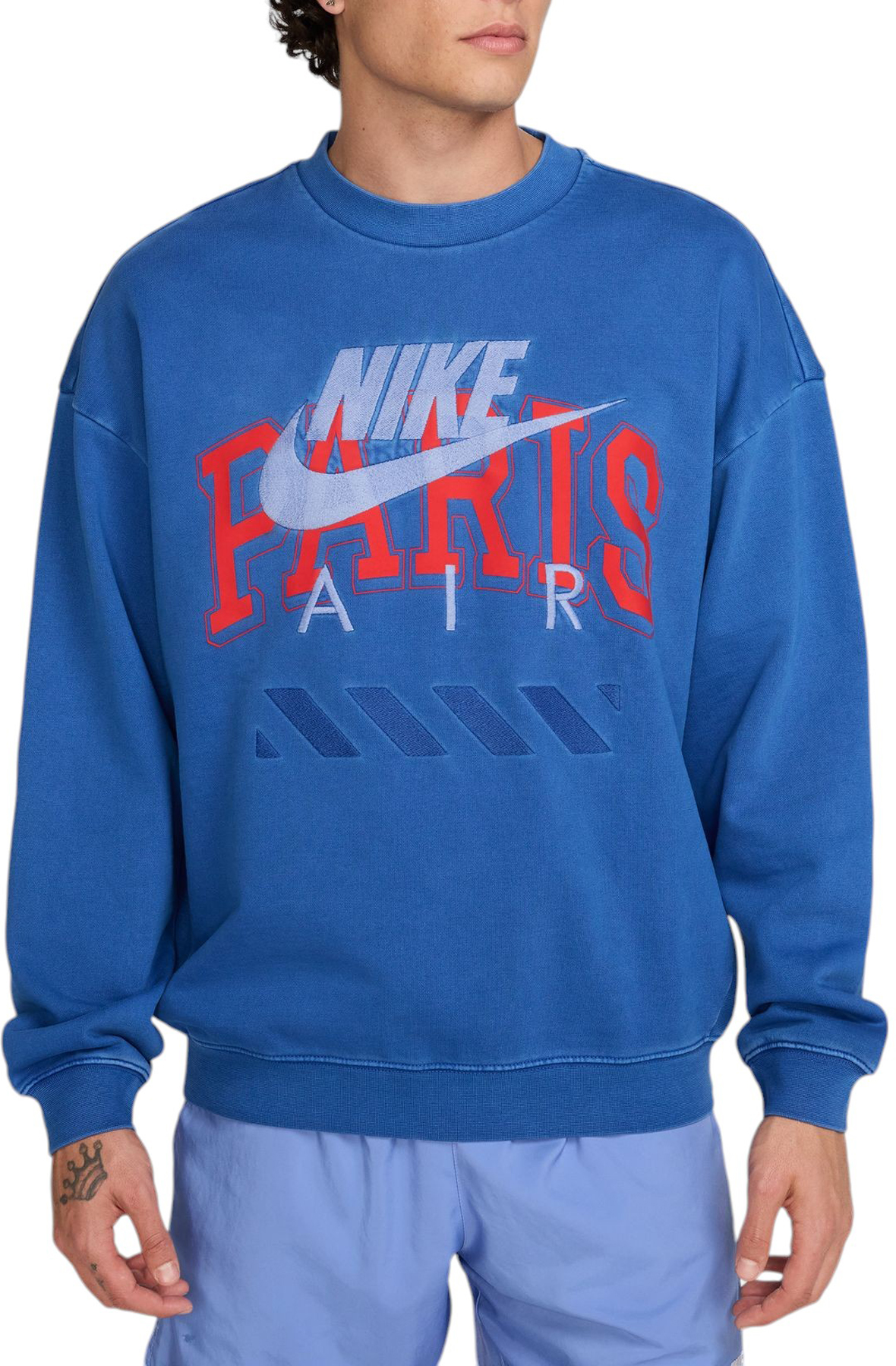 Men Air “Paris” Fleece Crew Neck Sweatshirt GAME ROYALWHITNIVERSITY RED Sweatshirts S GAME ROYALWHITNIVERSITY RED Men Air “Paris” Fleece Crew Neck Sweatshirt GAME ROYALWHITNIVERSITY RED Sweatshirts S GAME ROYALWHITNIVERSITY RED
