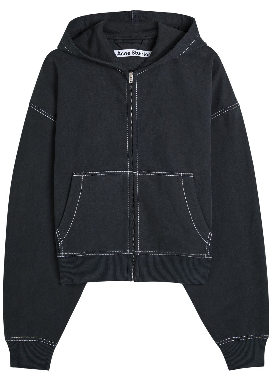 Acne Studios Logo-embroidered Hooded Cotton Sweatshirt – Black