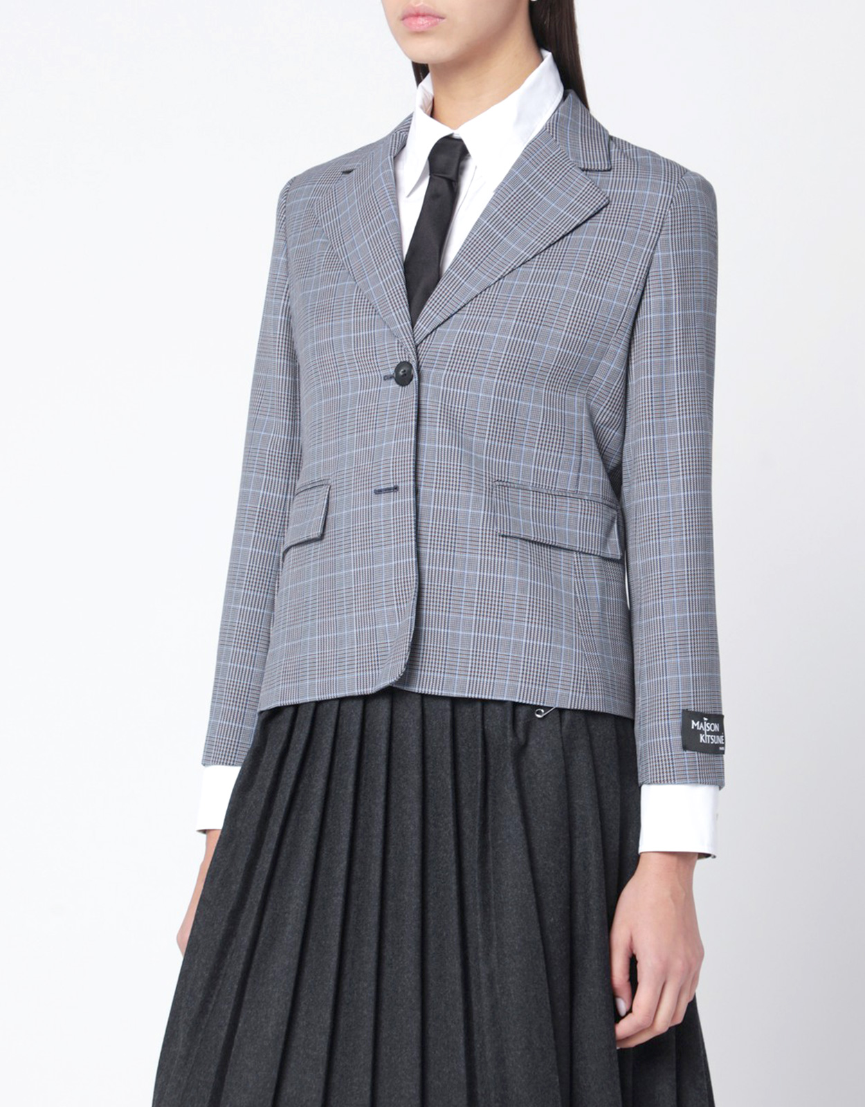 Maison Kitsun Blue checked single-breasted blazer – FR Maison Kitsun Blue checked single-breasted blazer – FR