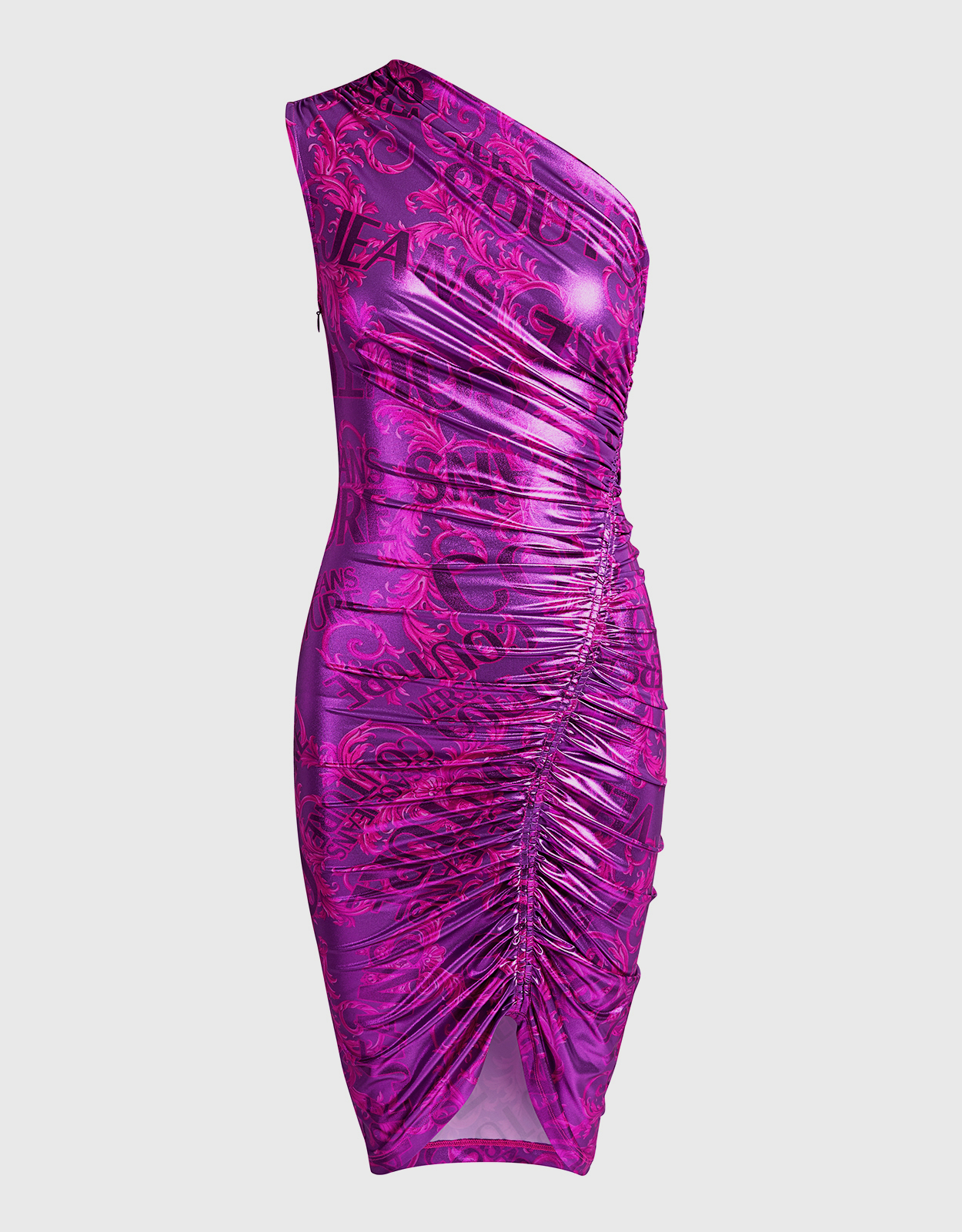 Versace Jeans Couture One-shoulder Asymmetric Hem Metallic Printed Mini Dress – IT Versace Jeans Couture One-shoulder Asymmetric Hem Metallic Printed Mini Dress – IT