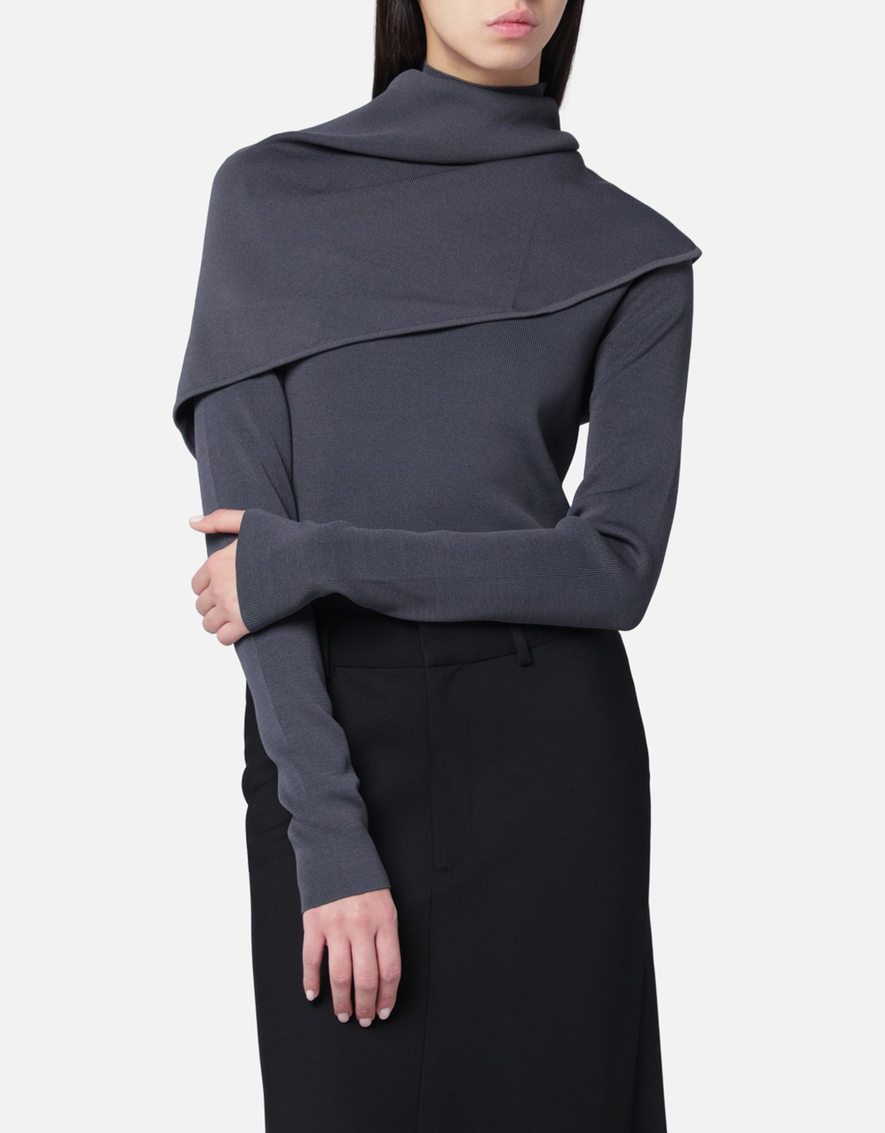 Entire Studios Grey turtleneck sweater with cape detail Entire Studios Grey turtleneck sweater with cape detail