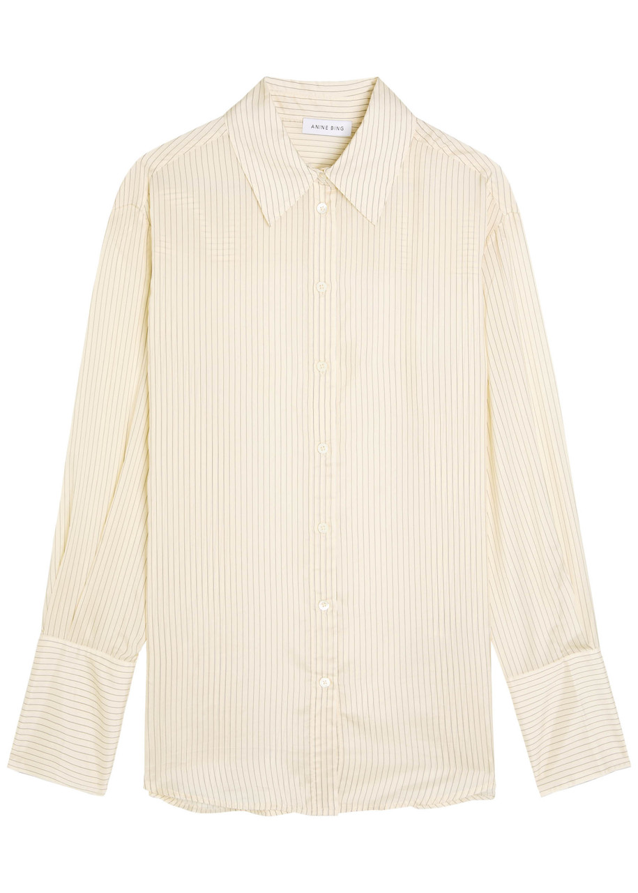 Anine Bing Bridget Pinstriped Satin Shirt – Cream – S – S Anine Bing Bridget Pinstriped Satin Shirt – Cream – S – S
