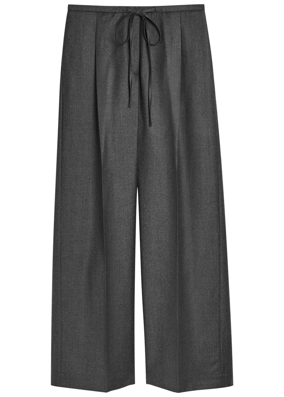 Rohe Drawstring Wide-leg Wool Trousers – Grey – S Rohe Drawstring Wide-leg Wool Trousers – Grey – S