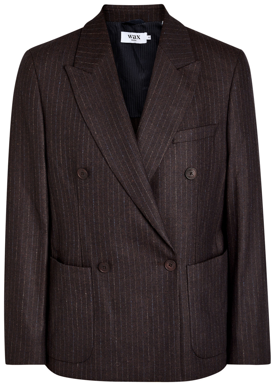 Wax London Vigo Pinstriped Woven Blazer – Brown – IT S Wax London Vigo Pinstriped Woven Blazer – Brown – IT S