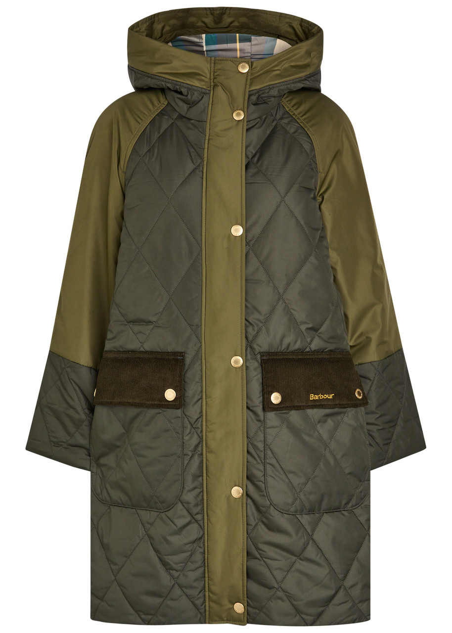 Barbour Elspeth Hooded Quilted Shell Jacket – Olive – S Barbour Elspeth Hooded Quilted Shell Jacket – Olive – S