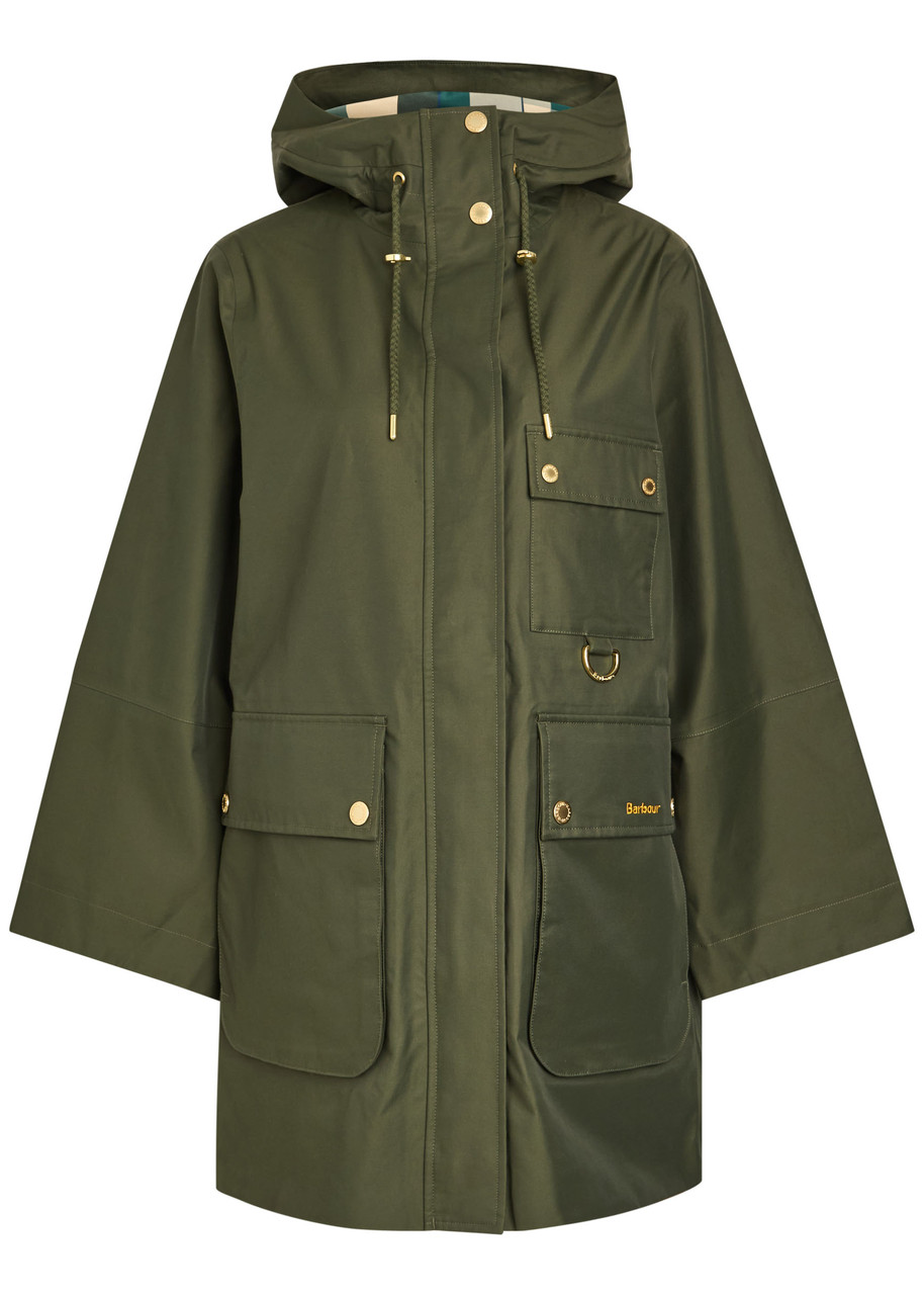 Barbour Arla Waterproof Hooded Cotton-blend Jacket – Olive – M Barbour Arla Waterproof Hooded Cotton-blend Jacket – Olive – M