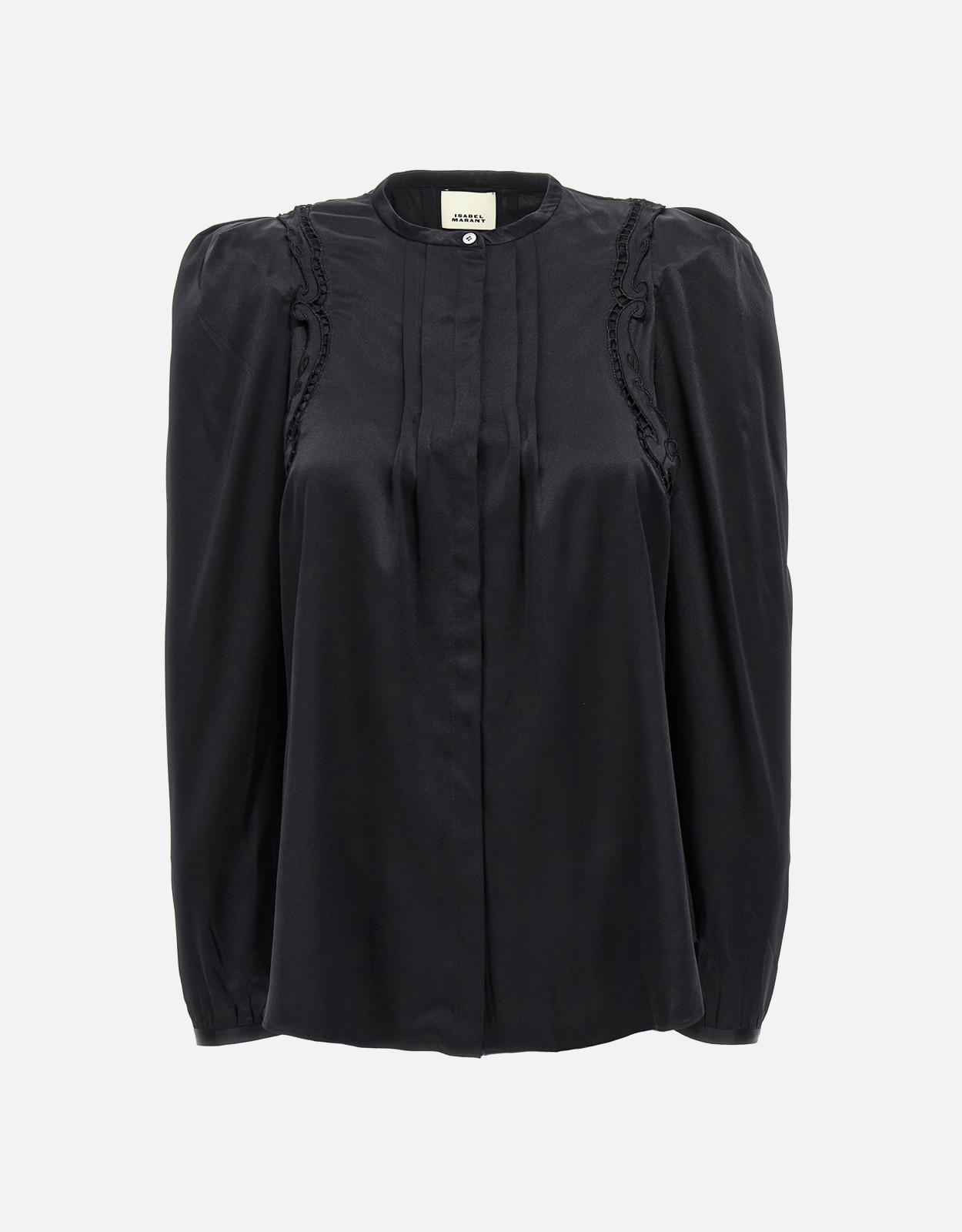 Isabel Marant Joanea Silk Blend Embroidered Crewneck Long Sleeve Shirt – FR