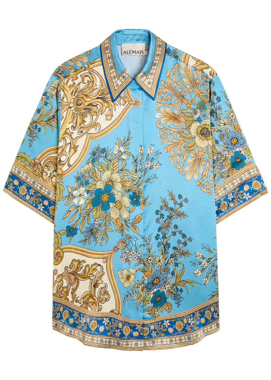Alemais Cassie Printed Silk Shirt – Blue – Alemais Cassie Printed Silk Shirt – Blue –