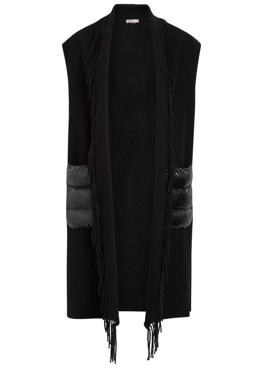 Herno Fringed Panelled Wool-blend Gilet – Black – S – S Herno Fringed Panelled Wool-blend Gilet – Black – S – S