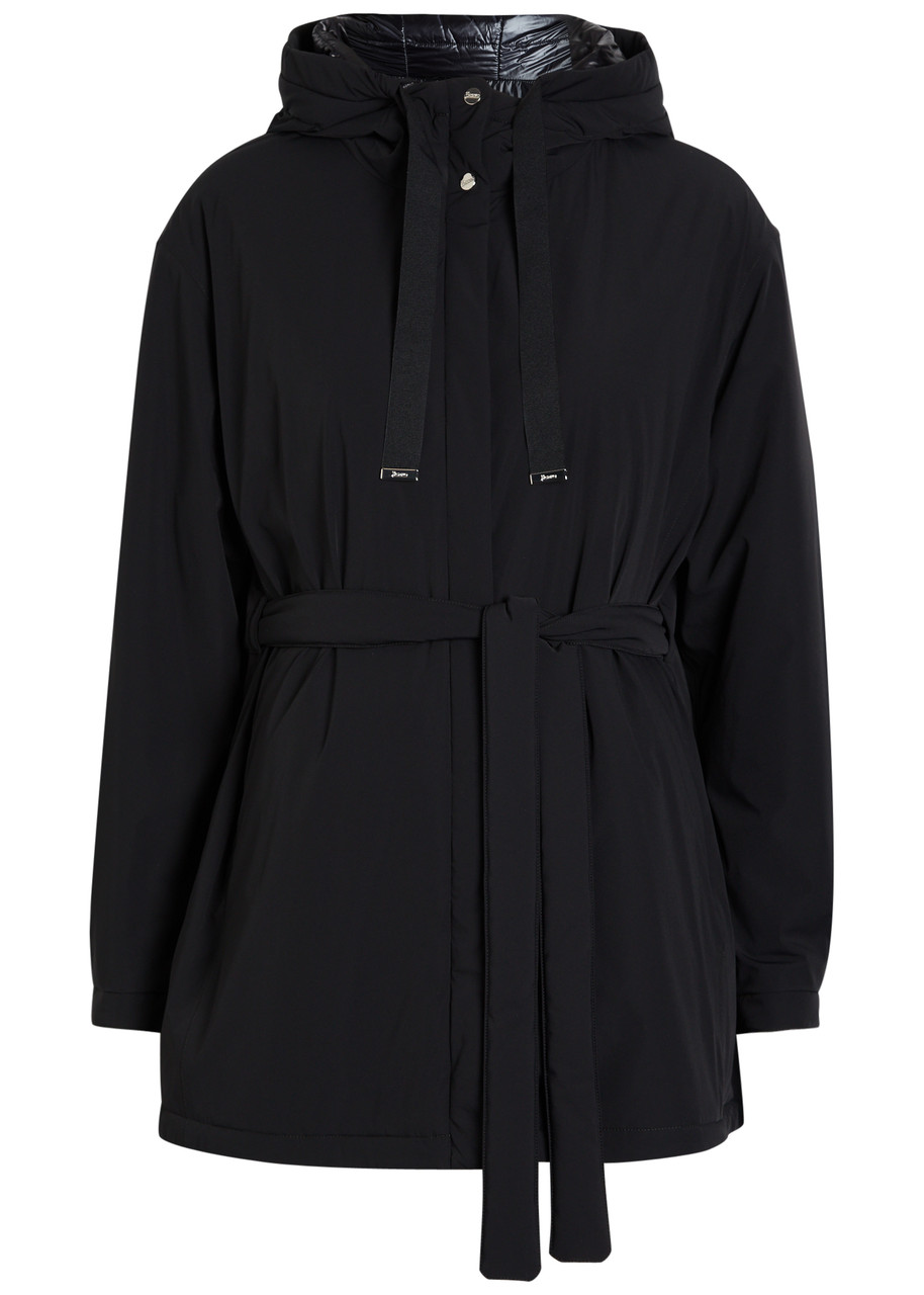 Herno Hooded Belted Shell Jacket – Black – M Herno Hooded Belted Shell Jacket – Black – M