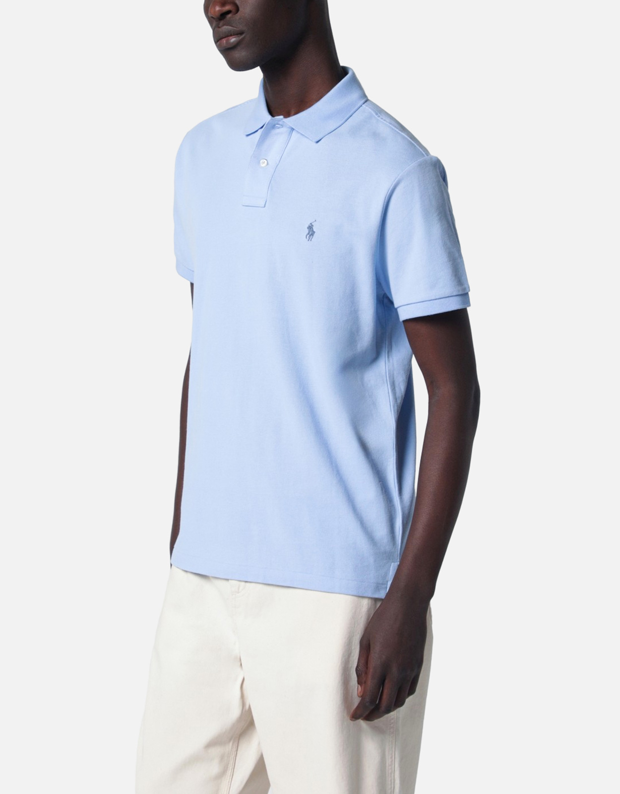 Polo Ralph Lauren Men’s Light Blue Cotton Custom Slim Fit Polo Shirt