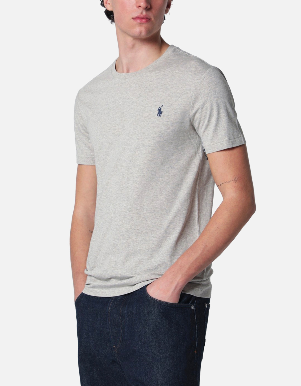 Polo Ralph Lauren Men’s Cotton Grey Melange Custom Slim Fit T Shirt