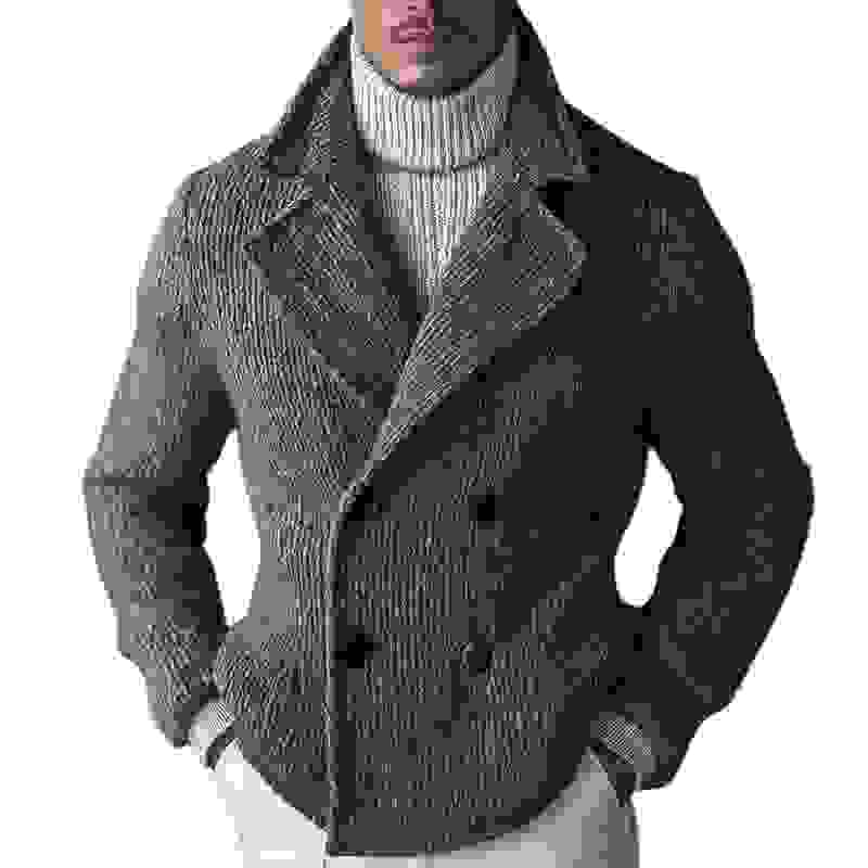 Men’s Vintage Casual Knit Double Breasted Lapel Jacket MTAITO Men’s Vintage Casual Knit Double Breasted Lapel Jacket MTAITO