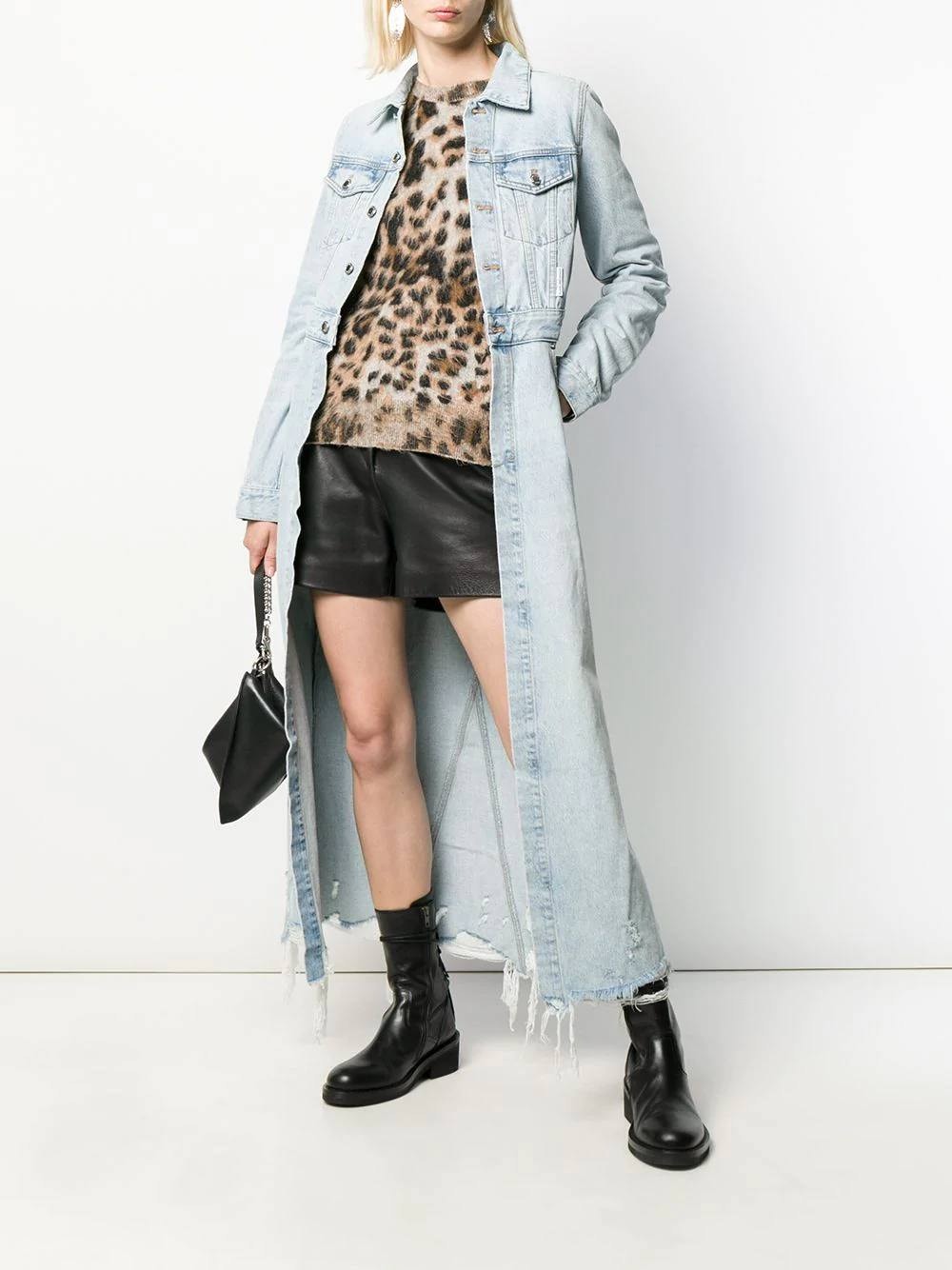 Long Length Denim Trench Coat
