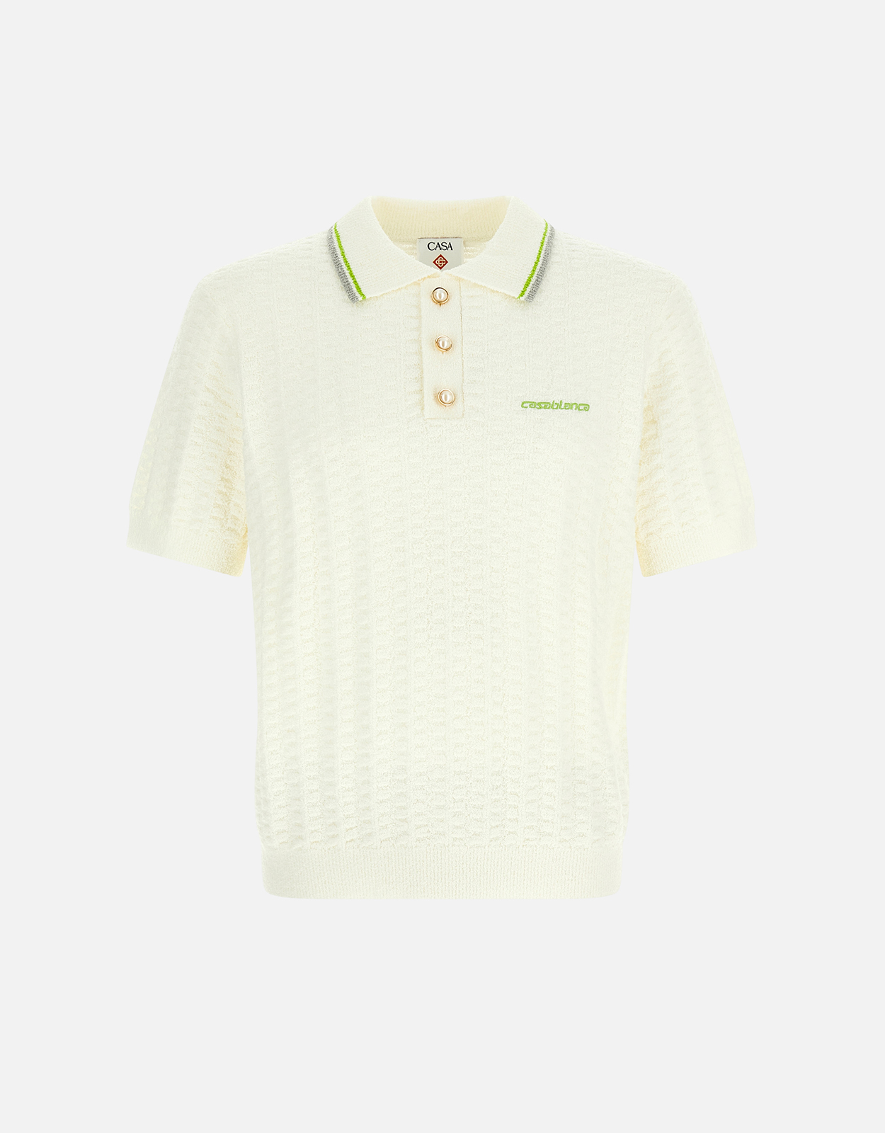 CASABLANCA Men’s Tennis Boucl Cotton Blend Polo Shirt CASABLANCA Men’s Tennis Boucl Cotton Blend Polo Shirt