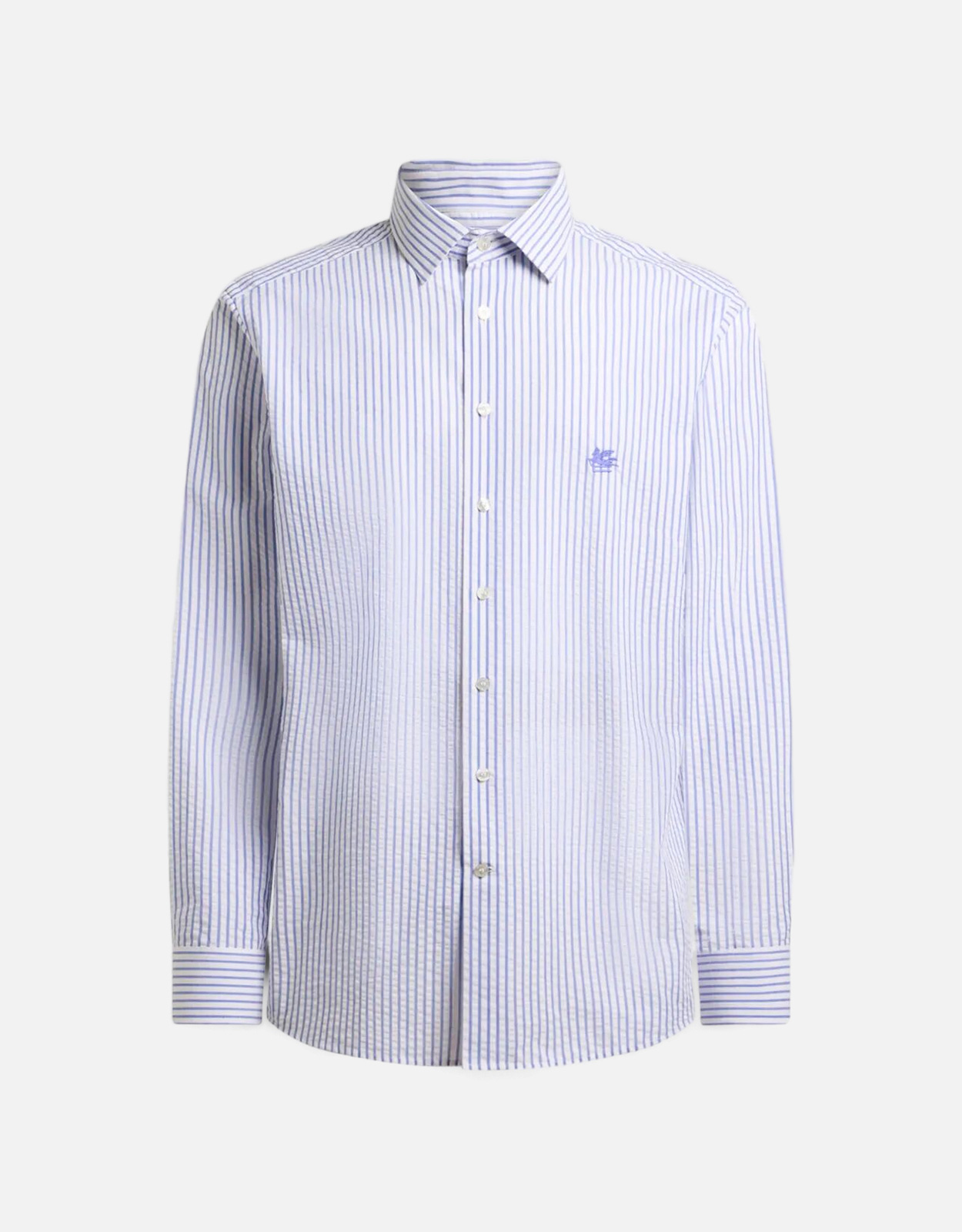 Etro Men’s Striped Cotton Seersucker Shirt Etro Men’s Striped Cotton Seersucker Shirt