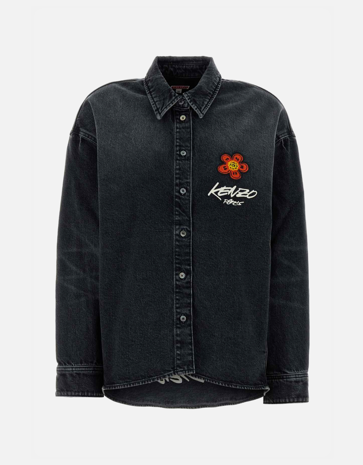 Kenzo Black Stretch Cotton Denim Loose Fit Shirt – IT