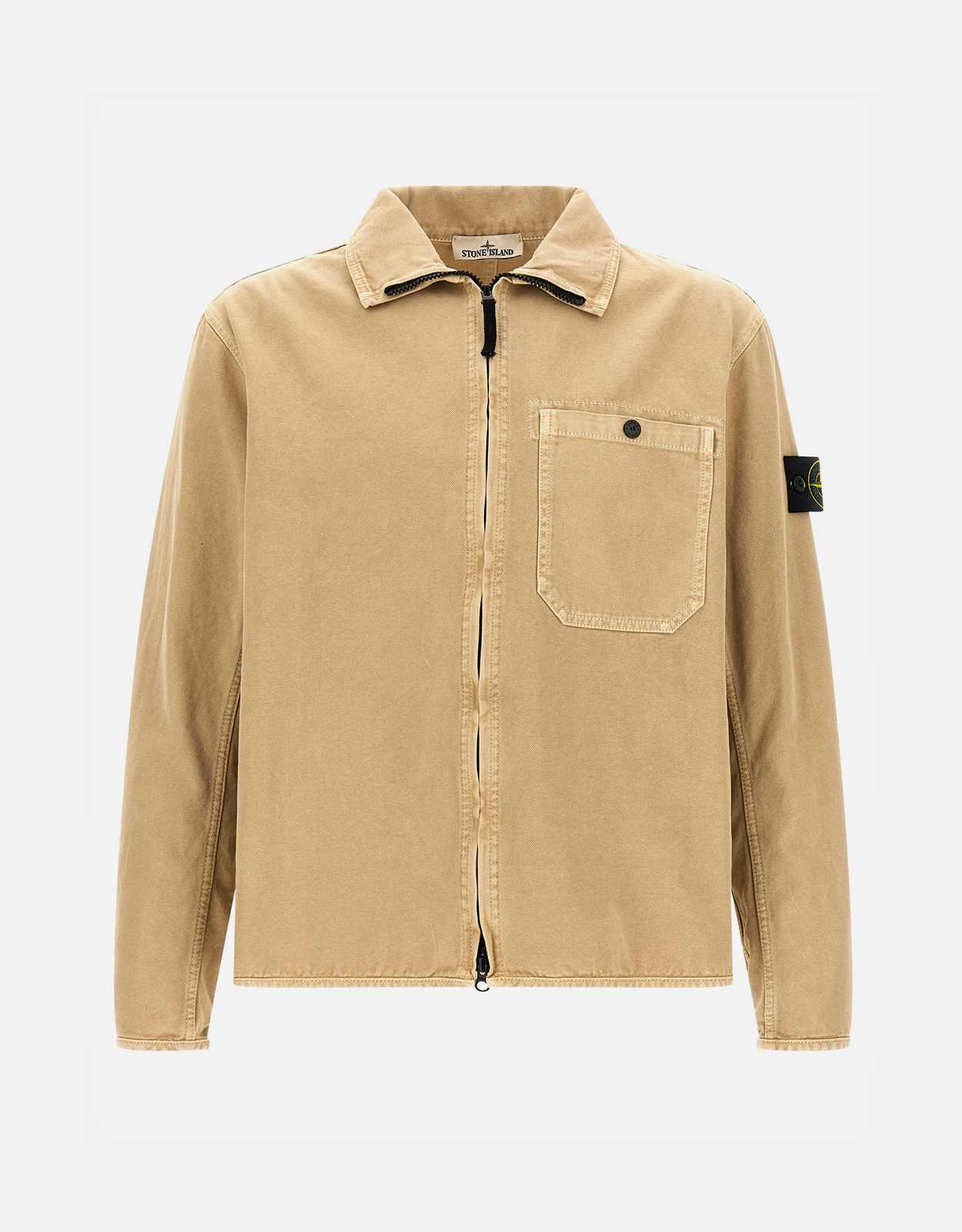 Stone Island Men’s Organic Panama Cotton Old Effect Overshirt Stone Island Men’s Organic Panama Cotton Old Effect Overshirt