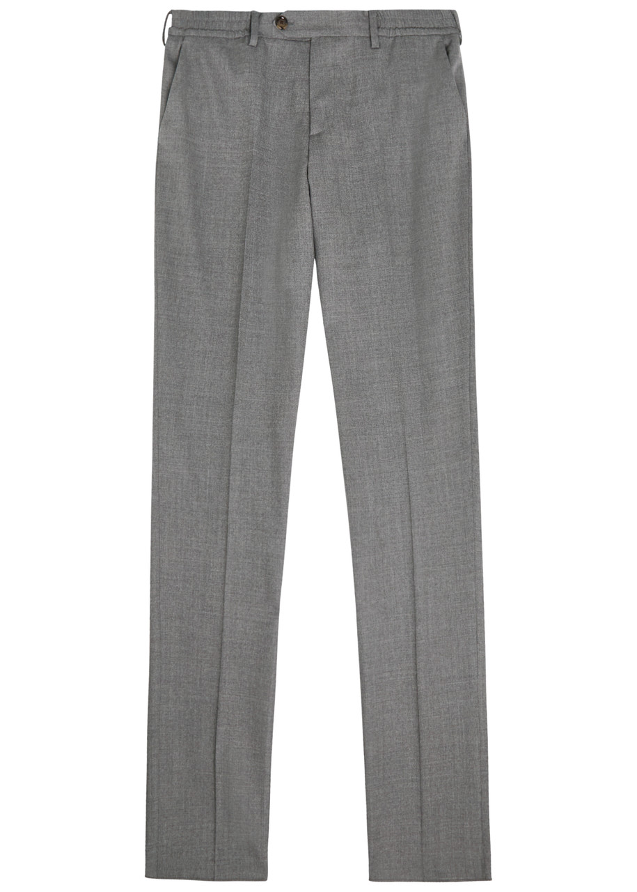 Lardini Tapered-leg Stretch-wool Trousers – Grey – W S Lardini Tapered-leg Stretch-wool Trousers – Grey – W S