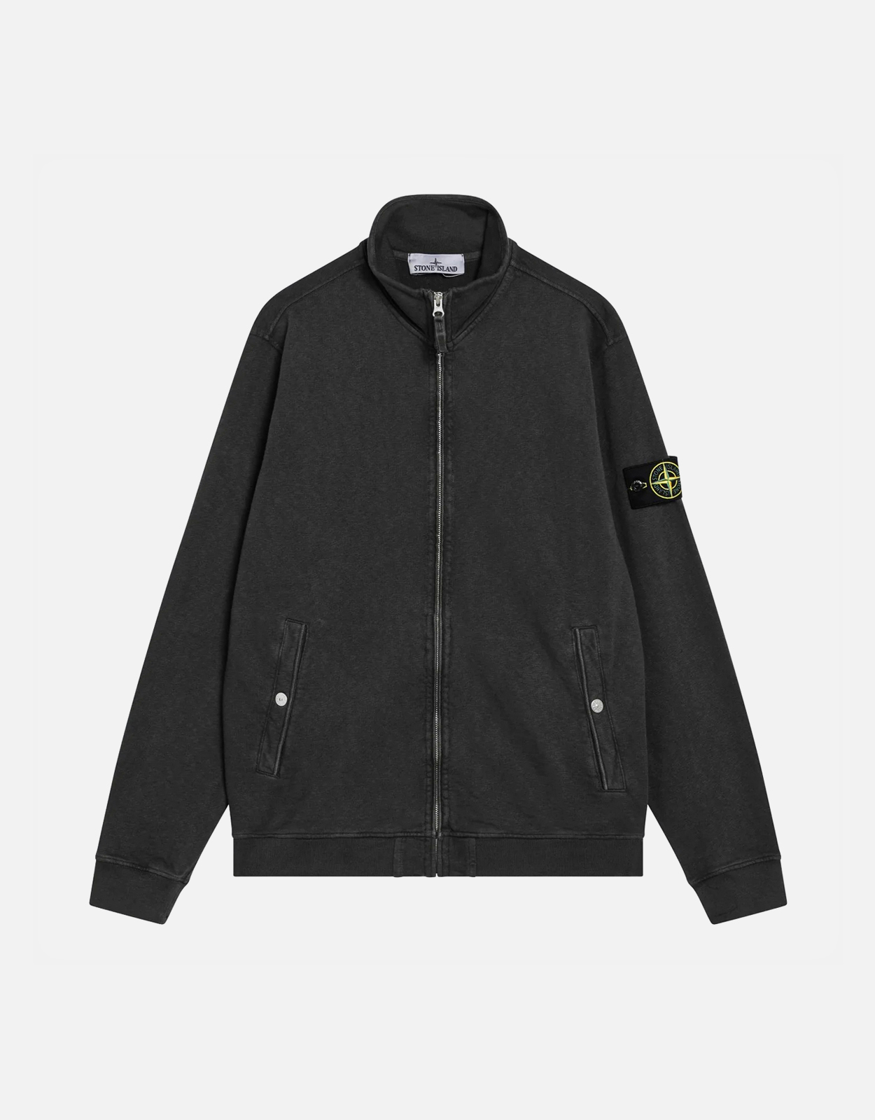 Stone Island Grey Zip Up Cotton Fleece Track Jacket Stone Island Grey Zip Up Cotton Fleece Track Jacket