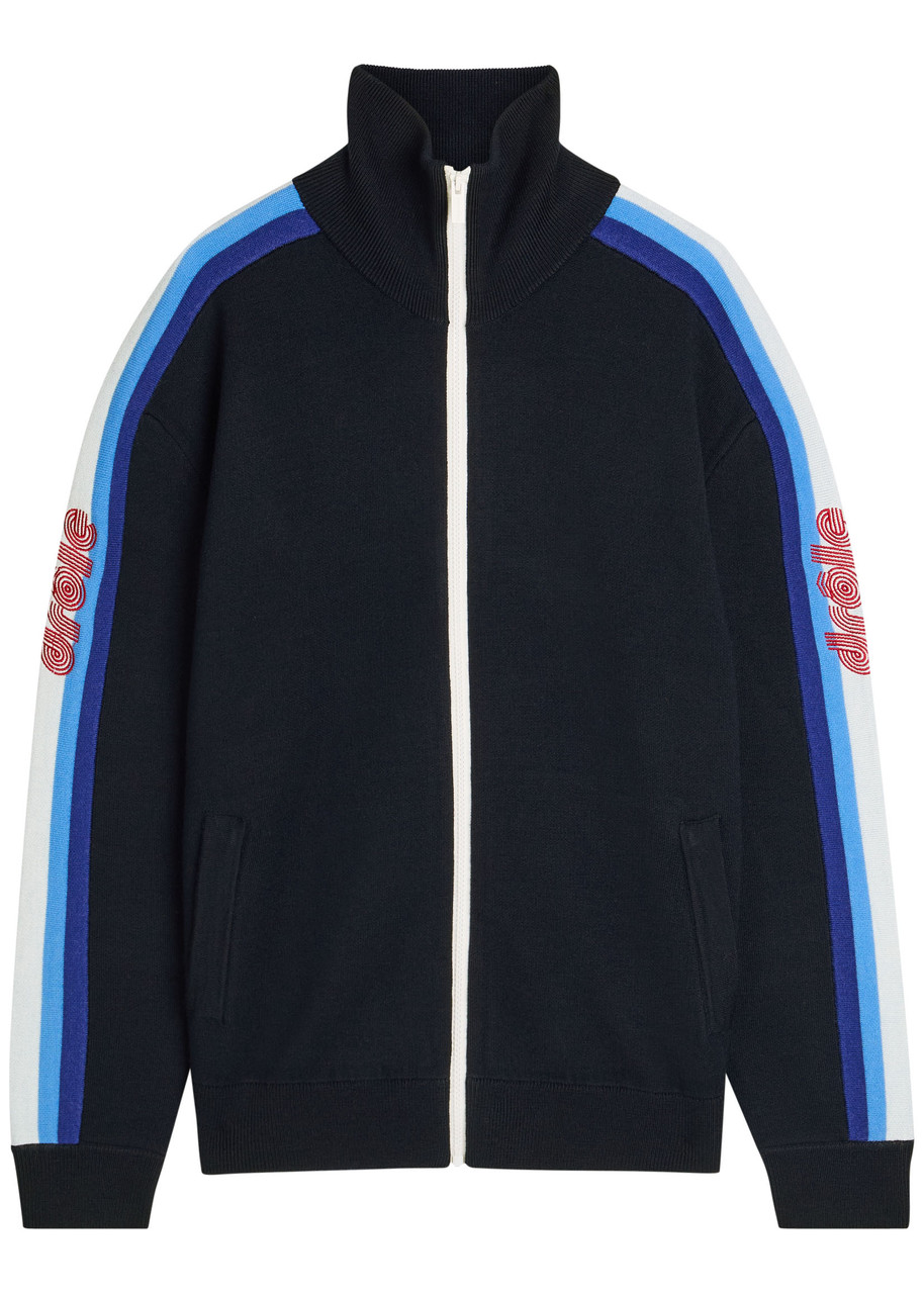 DRLE DE Monsieur La Maille Zippe Drle Merino Wool Track Jacket – Navy DRLE DE Monsieur La Maille Zippe Drle Merino Wool Track Jacket – Navy