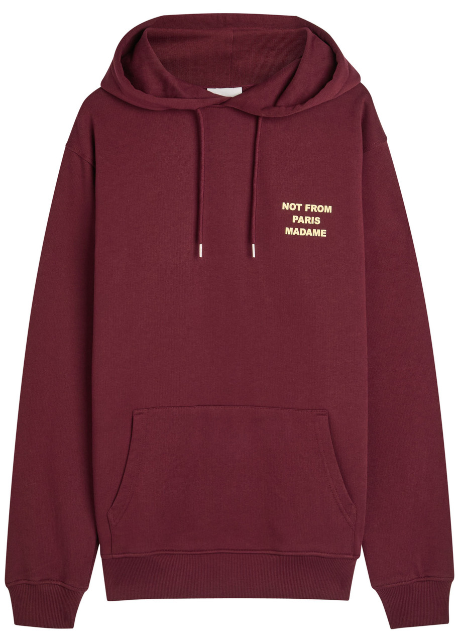 DRLE DE Monsieur Le Hoodie Slogan Hooded Cotton Sweatshirt – Red DRLE DE Monsieur Le Hoodie Slogan Hooded Cotton Sweatshirt – Red