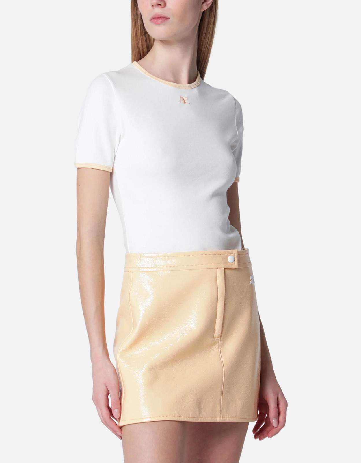 Courreges Signature Contrast Cotton Crew-Neck Shirt