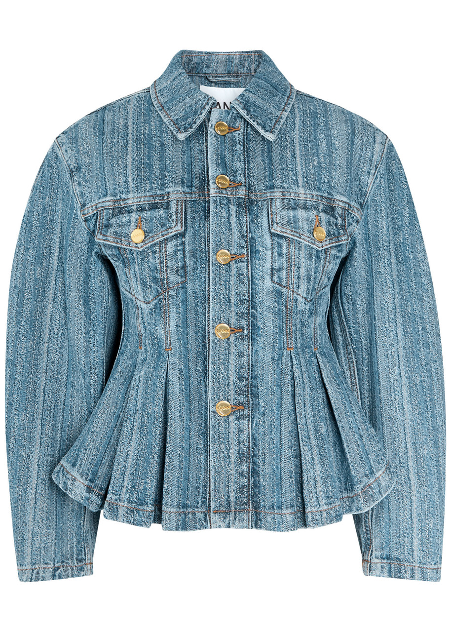 Ganni Pleated Denim Jacket – L Ganni Pleated Denim Jacket – L