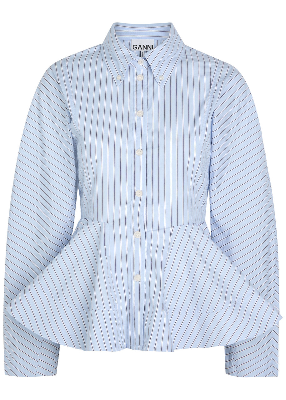 Ganni Peplum Cotton Shirt – Lilac – S