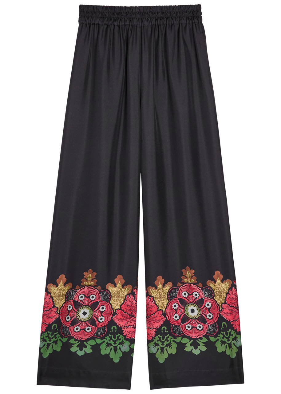 LA Double J Printed Silk Palazzo Wide-leg Trousers – Multicoloured – M M LA Double J Printed Silk Palazzo Wide-leg Trousers – Multicoloured – M M