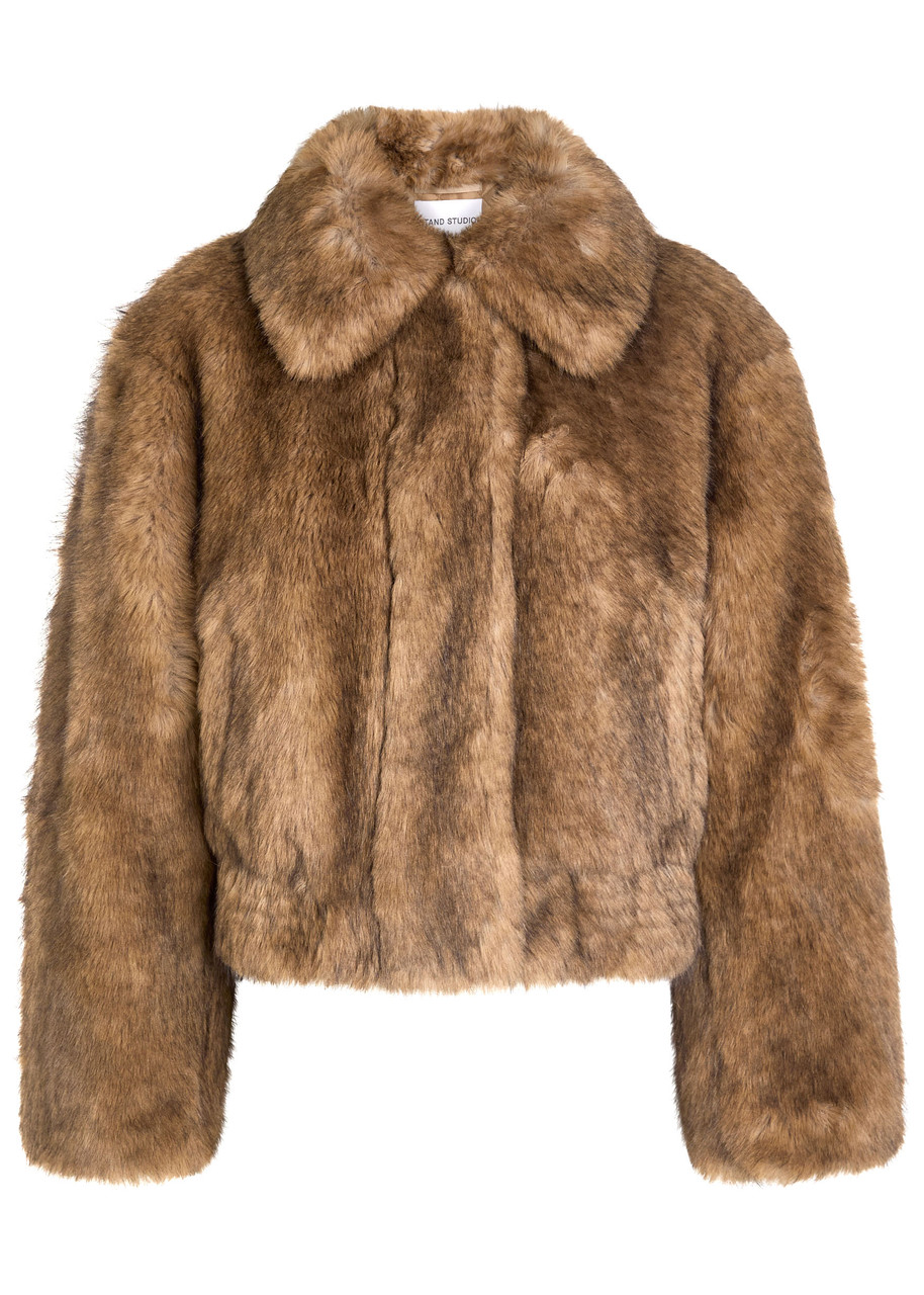 Stand Studio Lena Quilted Faux fur Jacket – Brown – L Stand Studio Lena Quilted Faux fur Jacket – Brown – L