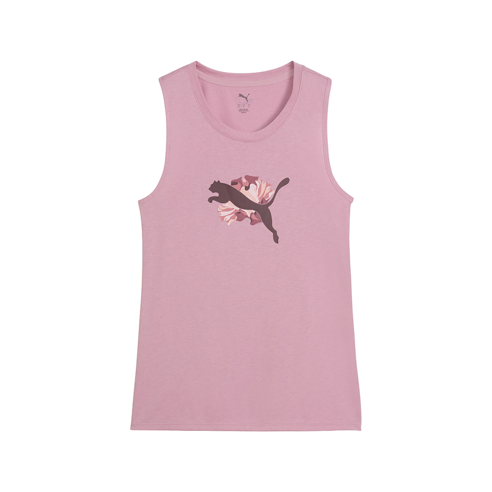 PUMA Floral Ribbon Graphic Crew Neck Athletic Tank Top PUMA Floral Ribbon Graphic Crew Neck Athletic Tank Top