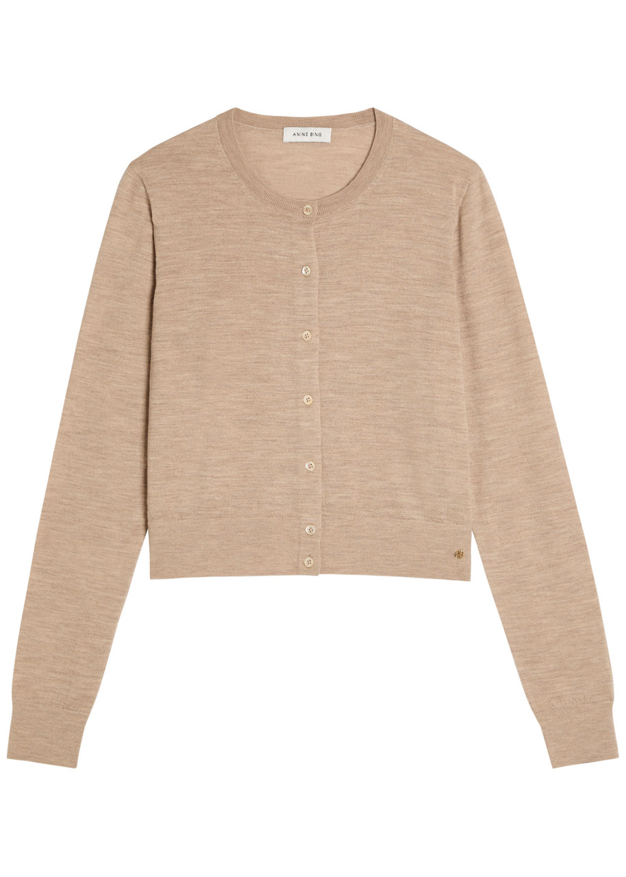 Anine Bing Moni Wool and Cashmere-blend Cardigan – Taupe – L L Anine Bing Moni Wool and Cashmere-blend Cardigan – Taupe – L L