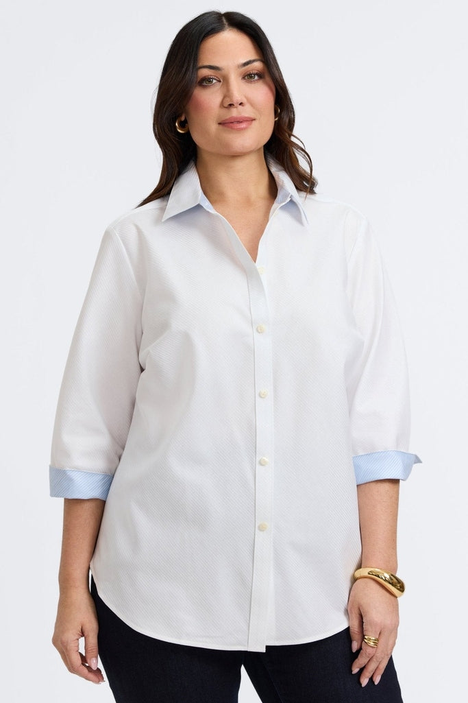 Margie Plus Dobby Stripe Sleeve Shirt