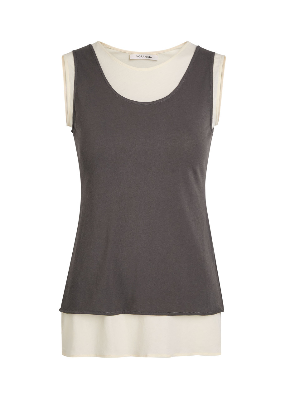 Voranida Tor Layered-effect Cotton Tank top – Grey – L L Voranida Tor Layered-effect Cotton Tank top – Grey – L L