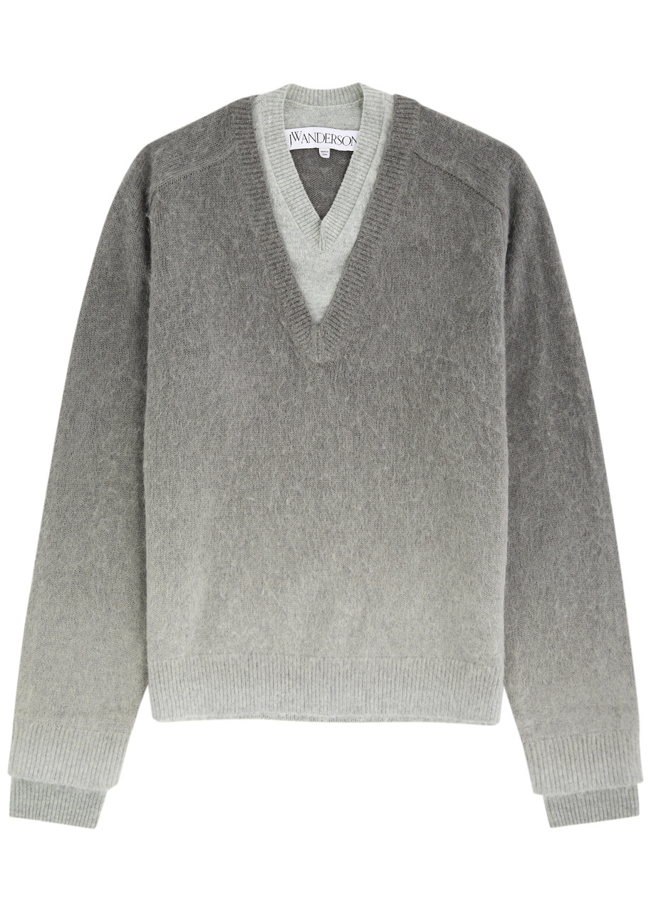 JW Anderson Dgrad Layered Alpaca-blend Jumper – Grey JW Anderson Dgrad Layered Alpaca-blend Jumper – Grey