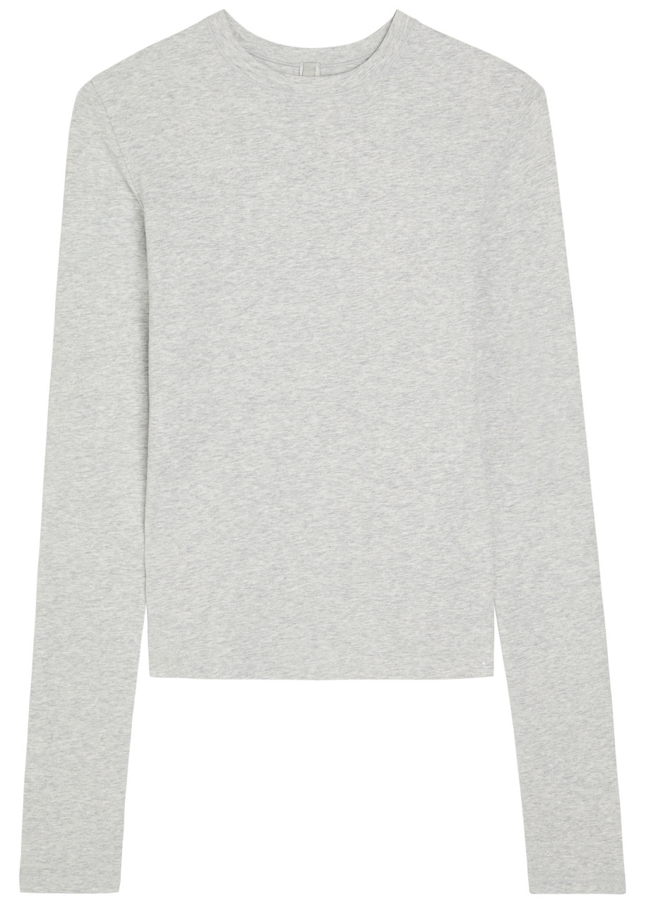 Skims Long Sleeve Cotton-jersey shirt – Light Grey – L L