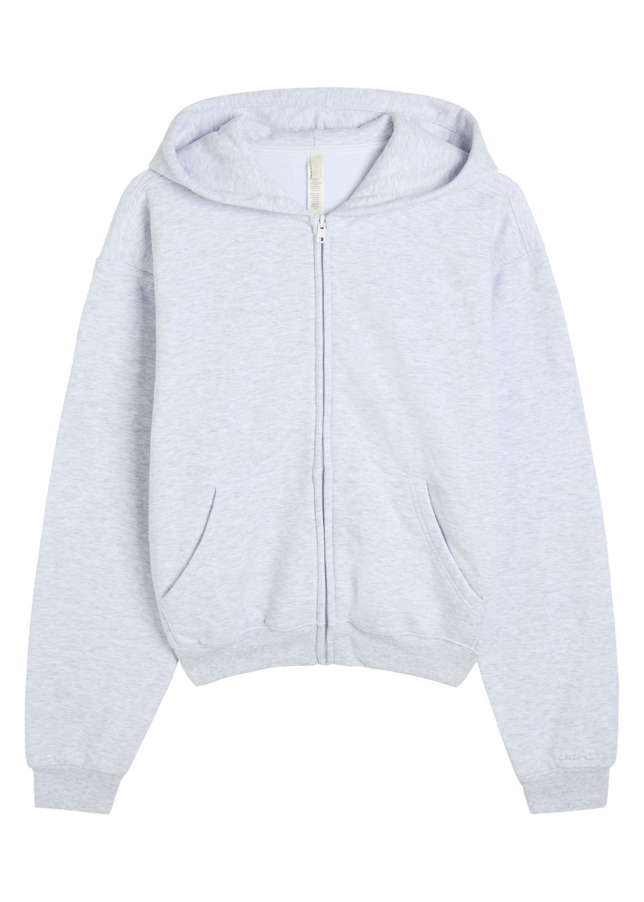 Skims Zip-up Cotton-blend Hooded Sweatshirt – Light Grey – S – S Skims Zip-up Cotton-blend Hooded Sweatshirt – Light Grey – S – S