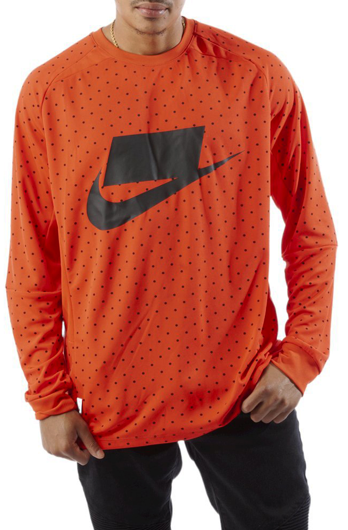 Men NSW Top Knit Long Sleeve Tee Habanero RedHabanero RedBlack shirts M Habanero RedHabanero RedBlack
