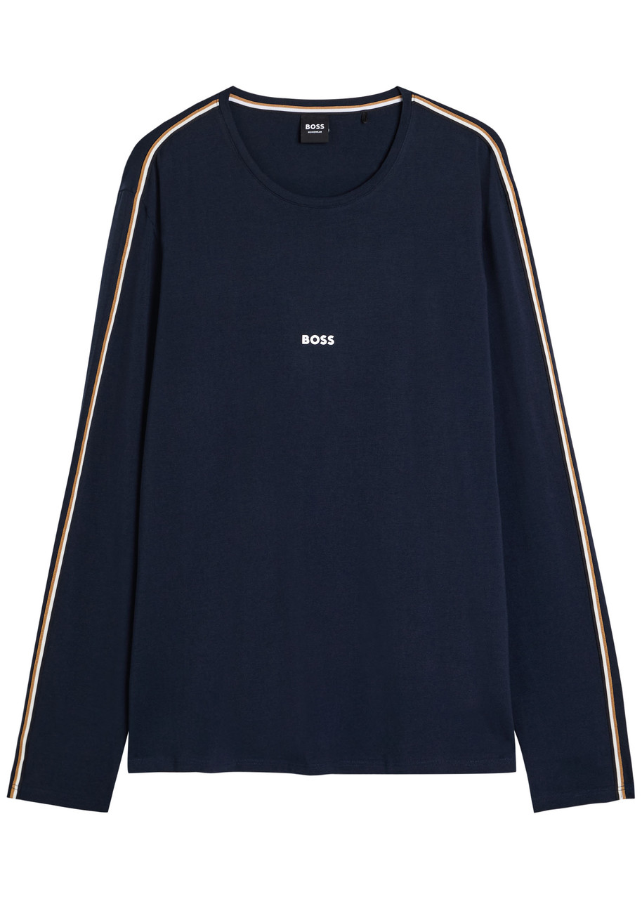 Boss Unique Logo Stretch-cotton shirt – Dark Blue Boss Unique Logo Stretch-cotton shirt – Dark Blue