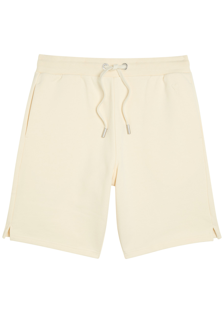 Ami Paris Logo-embossed Cotton Shorts – Cream Ami Paris Logo-embossed Cotton Shorts – Cream