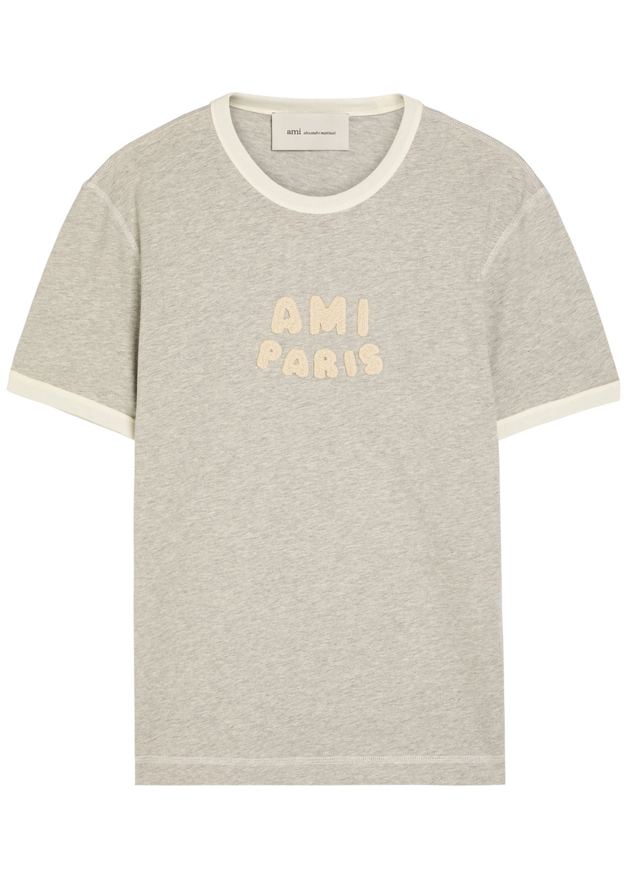 Ami Paris Logo-appliqud Cotton shirt – Grey Ami Paris Logo-appliqud Cotton shirt – Grey