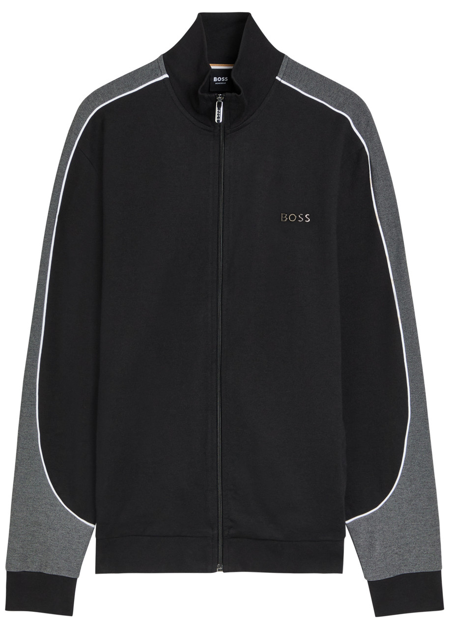 Boss Logo Panelled Cotton-blend Track Jacket – Black Boss Logo Panelled Cotton-blend Track Jacket – Black