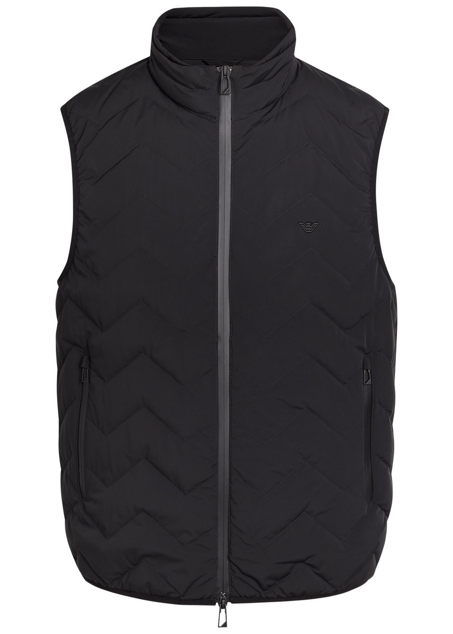 Emporio Armani Water-repellent Padded Stretch-nylon Gilet – Black – S Emporio Armani Water-repellent Padded Stretch-nylon Gilet – Black – S
